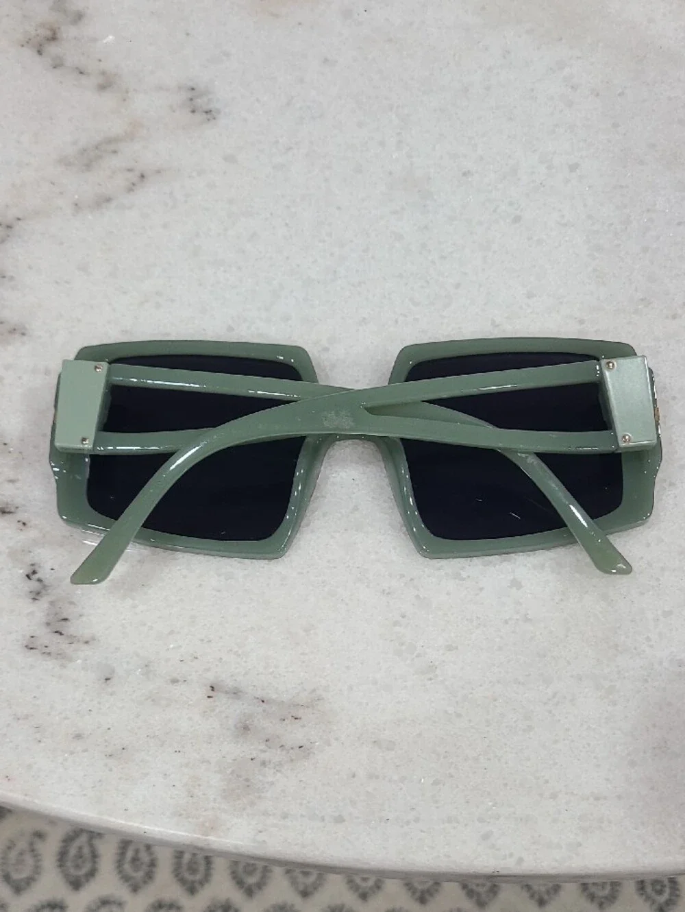 Square Olive Green Women's Sunglasses with Dark Lenses
